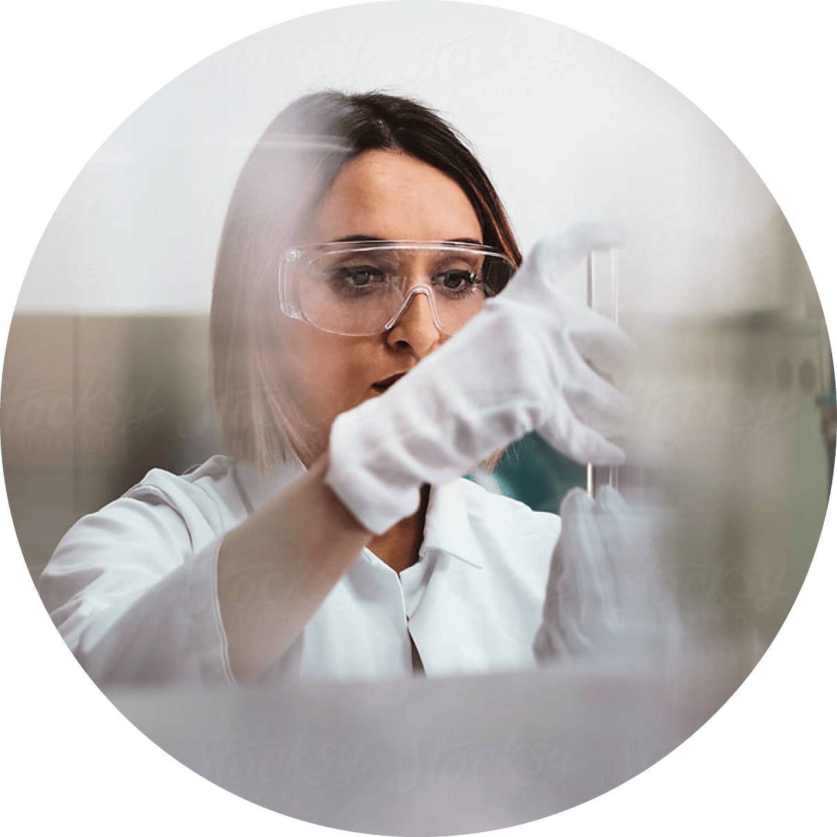 Person in biomanufacturing laboratory